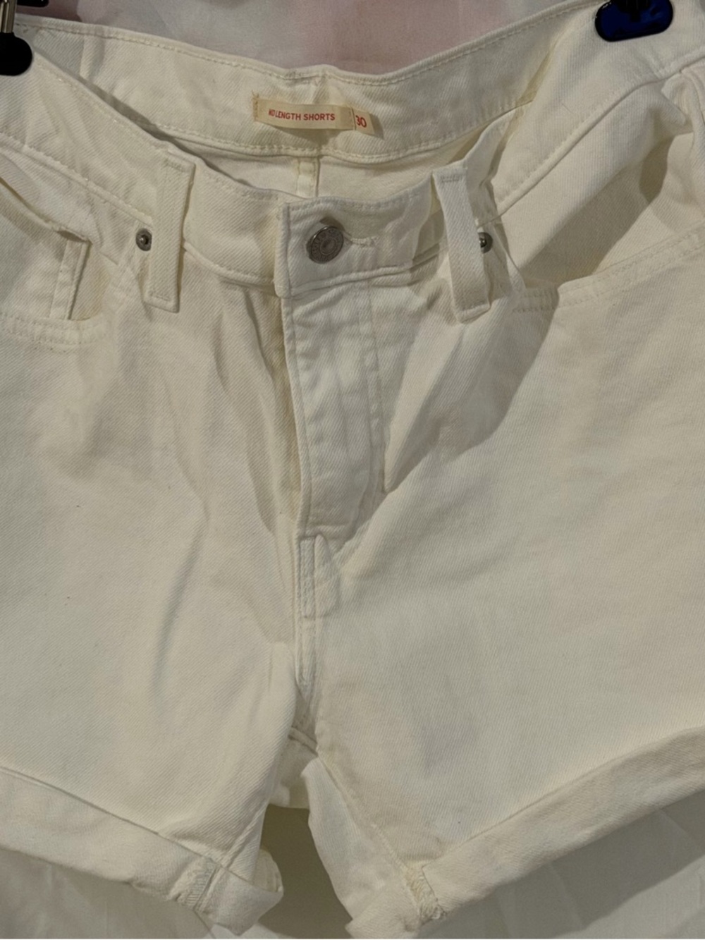 Levi's White Women's Denim Shorts Rolled Hem